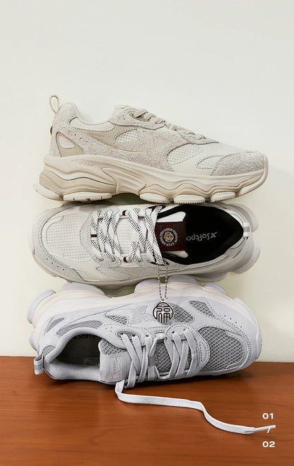 Xtep Chinoiserie Casual Shoes Female 2025 Spring Increase Thick Sole Sports Shoes Outdoor Vintage Fashion Sneakers 875118320006