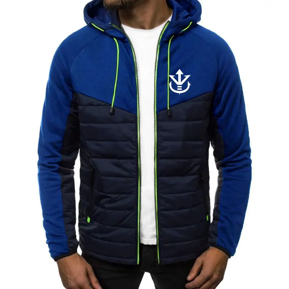 2026 Men's Saiyan Vegeta Avant-garde Style Patchwork Jacket Spring And Autumn Dragon Ball Logo Print Trendy Coat Hoodies, Produit gaming premium Fraquane