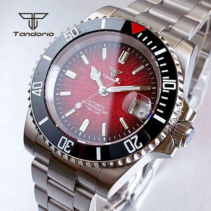 Tandorio 40mm Automatic Watch  NH35 / Miyota 8215 Movement, Sapphire Crystal, Textured Dial, Date & Stainless Steel Bracelet