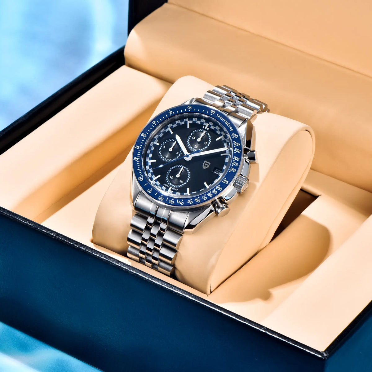PAGANI DESIGN Top Luxury Men's Quartz Watch Business Elite VK67 Stainless Steel Sapphire Glass 100m Dive Calendar Luminous Watch