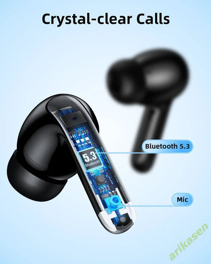ANC Bluetooth 5.3 Wireless Earbuds with LED Display – Active Noise Cancelling TWS Earphones with Mic, 36H Playtime