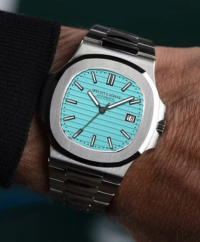 Relógio de homem Specht & Söhne 40 mm em ouro rosa, Japão, Miyota 8215, mecânico automático, aço, cristal de safira, resistente à água até 50 m