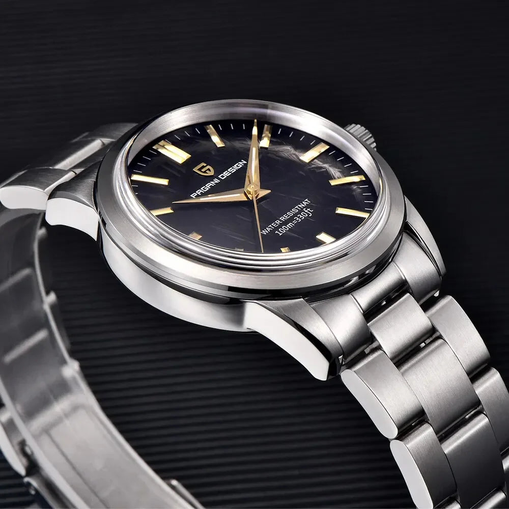 PAGANI DESIGN 40MM Orologio al quarzo da uomo con quadrante in meteorite, lusso business, zaffiro, acciaio inossidabile 316L, impermeabile 100M