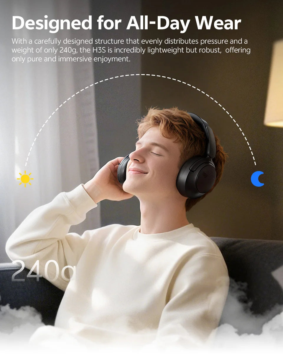 QCY H3S – Adaptiver ANC-Over-Ear-Bluetooth 6.0-Kopfhörer mit -56dB – Hi-Res LDAC Wireless-Headset, 102H Akku, räumlicher Klang mit Dual-Treiber