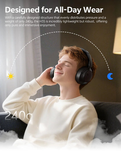QCY H3S – Adaptiver ANC-Over-Ear-Bluetooth 6.0-Kopfhörer mit -56dB – Hi-Res LDAC Wireless-Headset, 102H Akku, räumlicher Klang mit Dual-Treiber