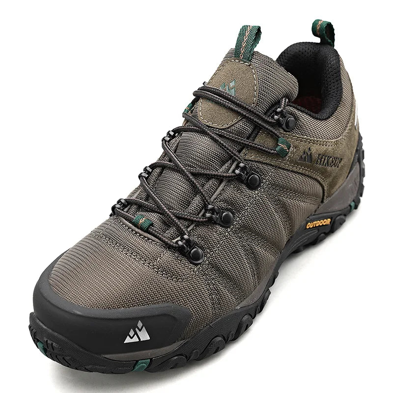 HIKEUP Celoroční pánské turistické boty pro outdoorové sporty z pravé kůže, odolné proti opotřebení, horolezecké boty s gumovou podrážkou, trekingové tenisky