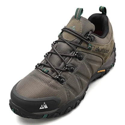 HIKEUP Celoroční pánské turistické boty pro outdoorové sporty z pravé kůže, odolné proti opotřebení, horolezecké boty s gumovou podrážkou, trekingové tenisky