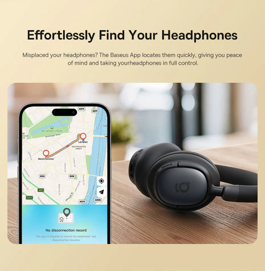 Baseus Bowie MH1 Bluetooth 6.0 Wireless Headphones with 48dB ANC, Hi-Res LDAC Audio, Baseus Bowie MH1 Noise Cancelling Over Ear Headset with 80H Battery