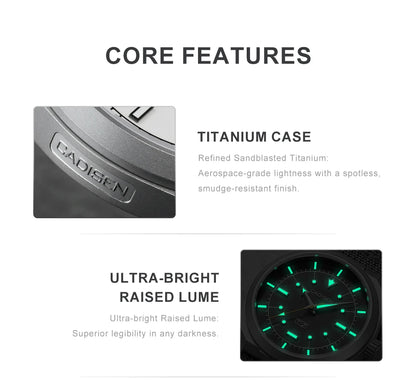 CADISEN TI-7 Autodyne Men’s Automatic Watch  Titanium Case, Miyota 8215, Sapphire Crystal & 100M Waterproof