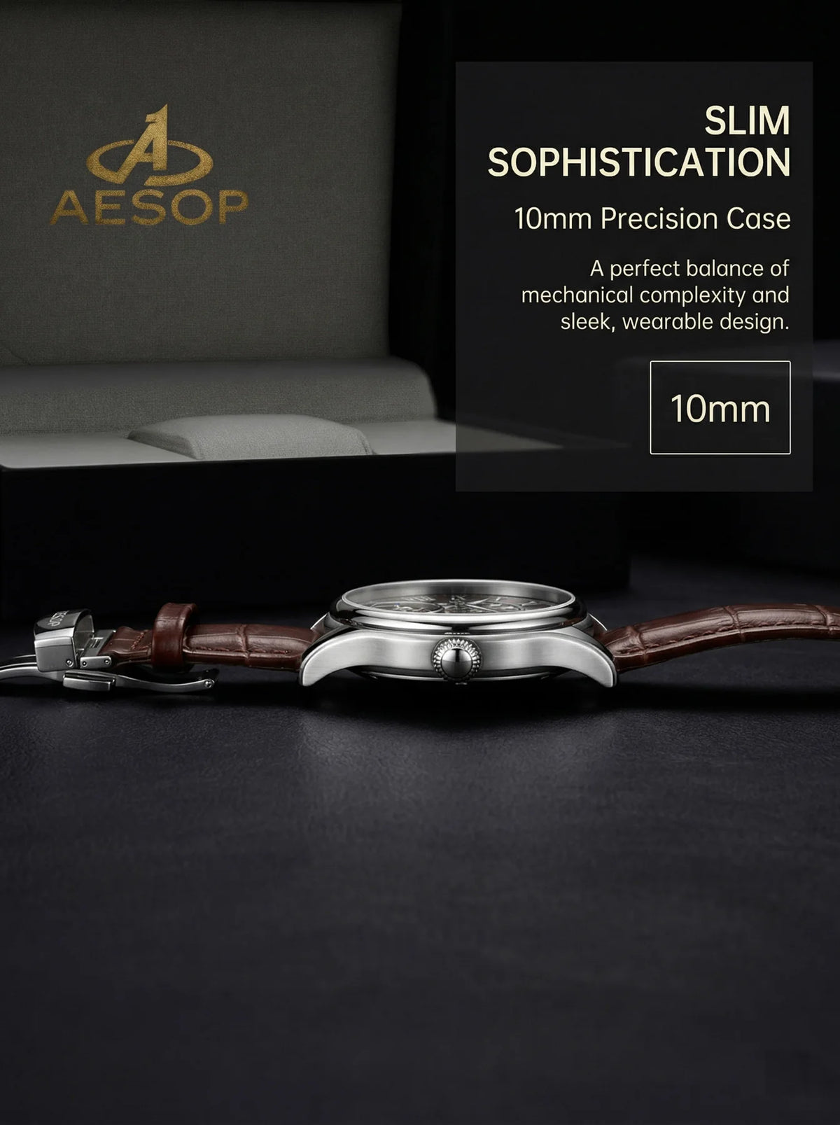 aesop Men's Watch Automatic Movement Mechanical Tourbillon Watch Skeleton Design Stainless Steel Case Waterproof Men's Watch 202