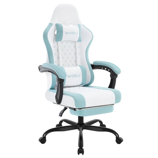 WOLTU Ergonomic Gaming Chair with Massage Function, Swivel Computer Office Chair with Footrest, Adjustable Height Reclining Desk Chair