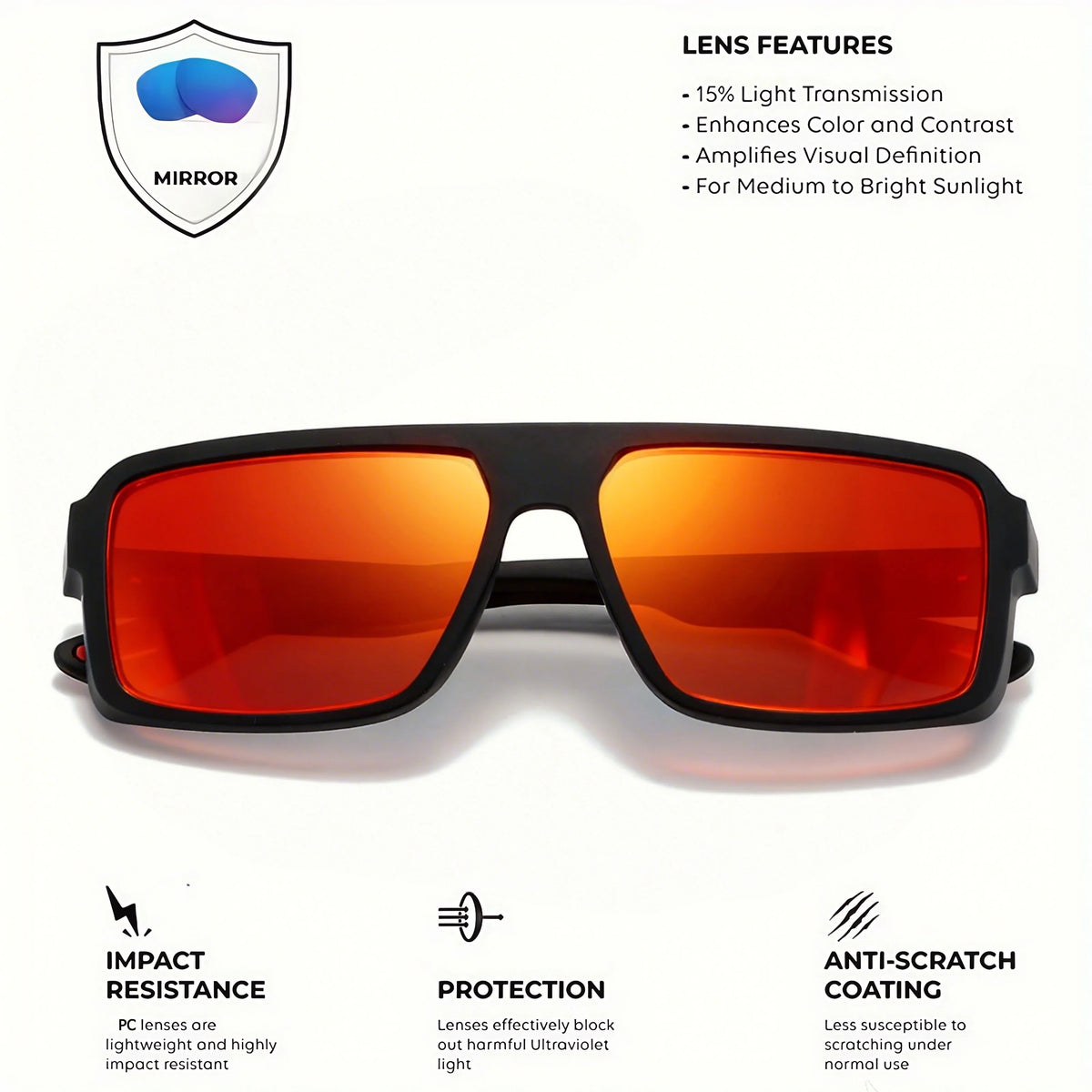 Classic Retro Punk Polarized Square Sunglasses - UV400 Unisex for Daily Casual, Outdoor Sports, Fishing & Driving