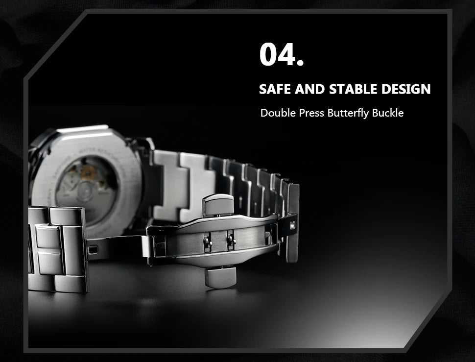 BERNY Men Mechanical Watch Top Accuracy Move Automatic Wristwatch Luxury Male Clock Sapphire Self-Winding Men's Watch Waterproof