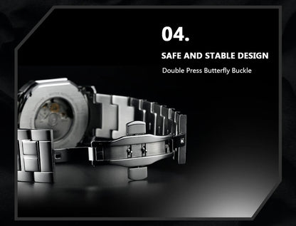 BERNY Men Mechanical Watch Top Accuracy Move Automatic Wristwatch Luxury Male Clock Sapphire Self-Winding Men's Watch Waterproof