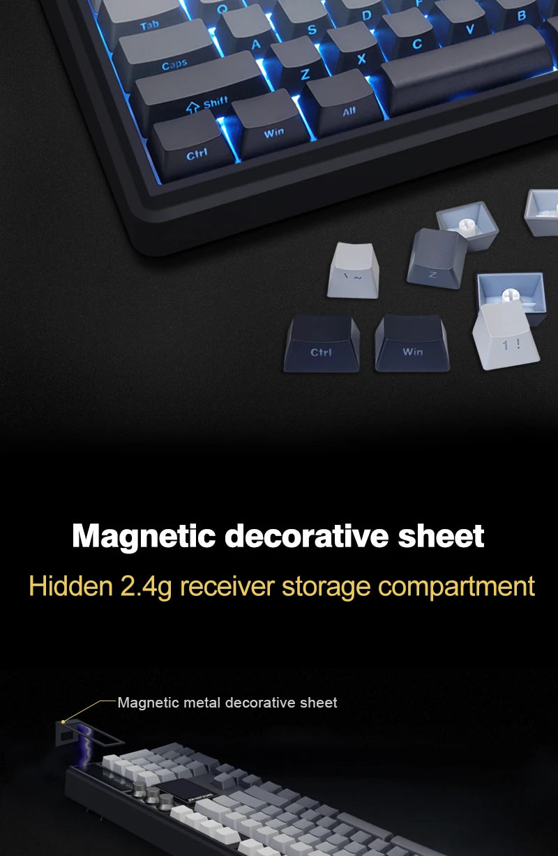 Teclado mecánico inalámbrico SKYLOONG GK104 Pro 100% personalizado, teclado con interruptores intercambiables en caliente de bajo ruido para PC gamer y accesorios de oficina
