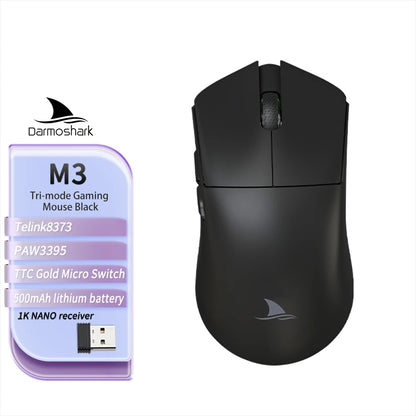 Ratón gaming Darmoshark M3 V2 Double 8K inalámbrico trimodo 26KDPI con sensor PAW3395, ratón macro para manos grandes para ordenador portátil y PC
