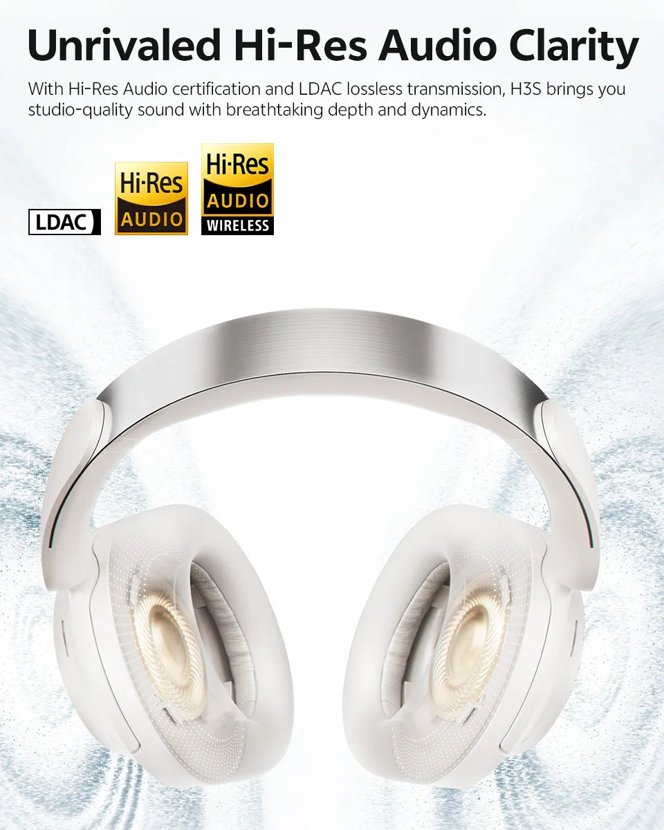 QCY H3S – Adaptiver ANC-Over-Ear-Bluetooth 6.0-Kopfhörer mit -56dB – Hi-Res LDAC Wireless-Headset, 102H Akku, räumlicher Klang mit Dual-Treiber