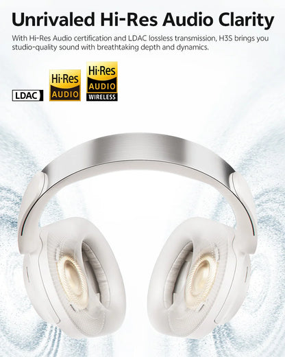 QCY H3S – Adaptiver ANC-Over-Ear-Bluetooth 6.0-Kopfhörer mit -56dB – Hi-Res LDAC Wireless-Headset, 102H Akku, räumlicher Klang mit Dual-Treiber