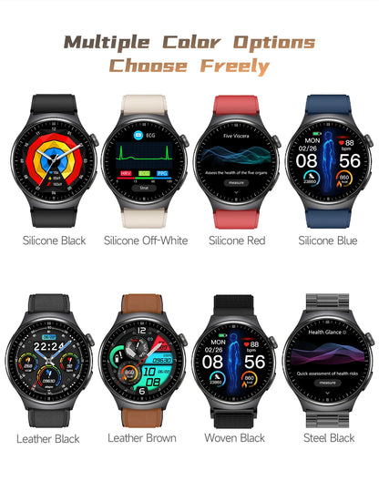 2026 AI Health Smartwatch ECG + PPG, Blood Pressure, Uric Acid & Body Fat Monitoring, AMOLED Display & Bluetooth Calling