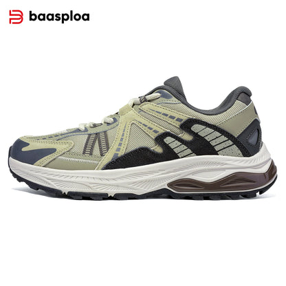 Baasploa New Men Running Shoes Outdoor Casual Lightweight Breathable Sneakers Male Cushioning Non-Slip Vintage Sports Shoes