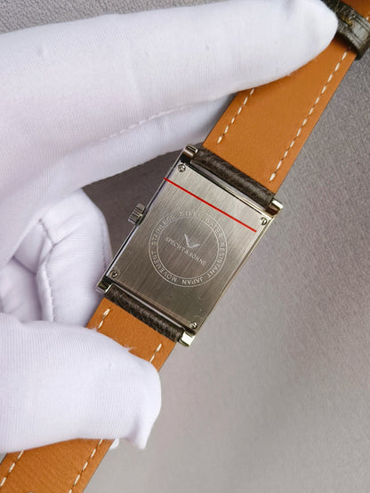 2026 Specht&Söhne Ultra Thin 7.5mm Rectangular Watch Japan Quartz Movt Small Seconds Sandblasted Dial Grey Leather Strap Watch