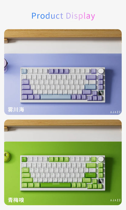Ajazz AK820/AK820Pro mechanische Gaming-Tastatur Bluetooth 5.1/Wireless/USB-C-kabelgebunden, individuell anpassbare Tastatur mit Drehknopf, Hot-Swapping und Gasket-Mount