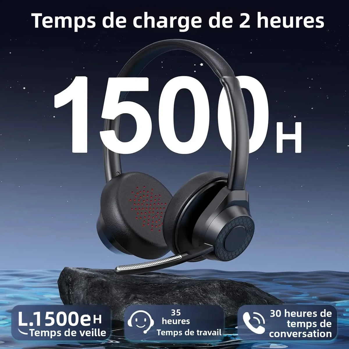 Bluetooth Headset V5.4 Wireless Headphones with Mic, Noise Cancelling Bluetooth Headset for Work, Office Calls, Zoom Meetings, Laptop & Mobile