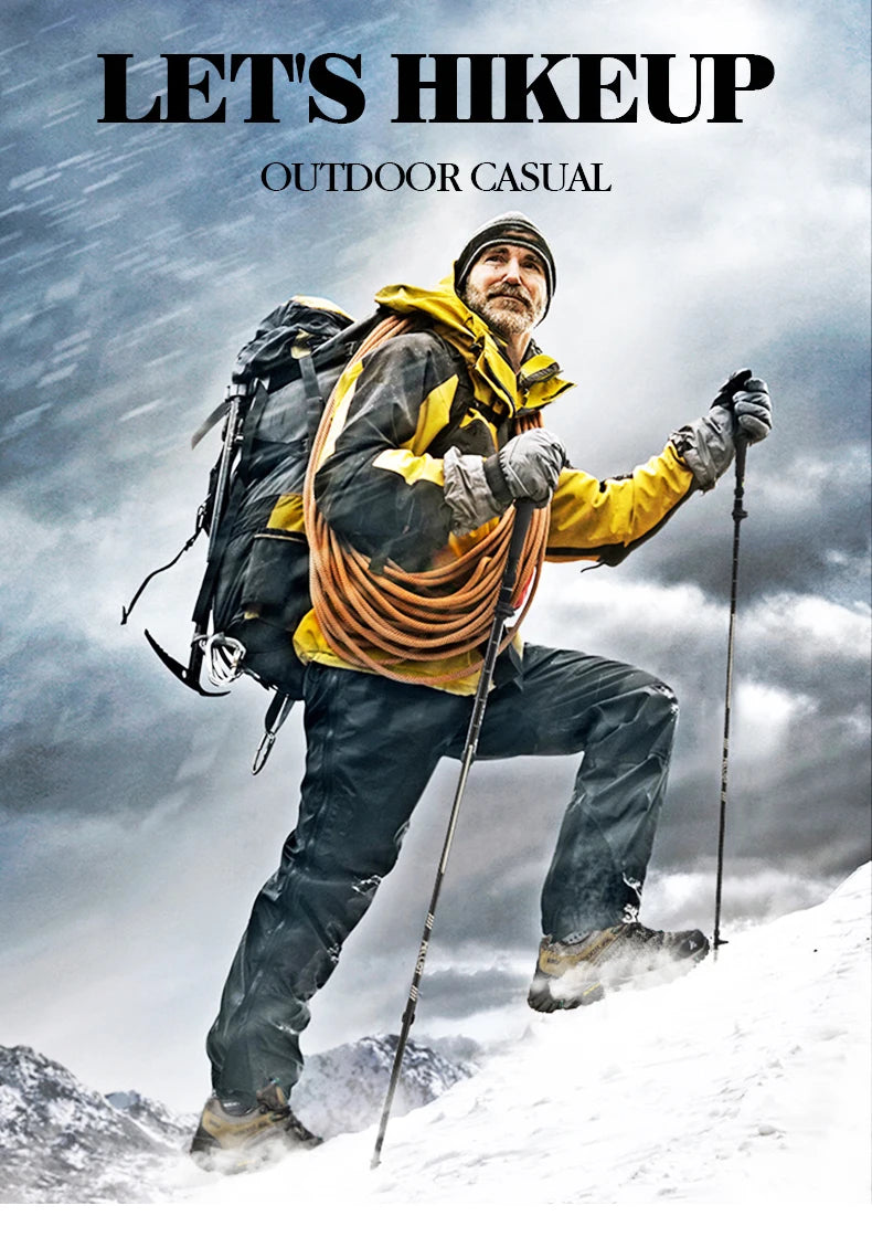 HIKEUP Celoroční pánské turistické boty pro outdoorové sporty z pravé kůže, odolné proti opotřebení, horolezecké boty s gumovou podrážkou, trekingové tenisky