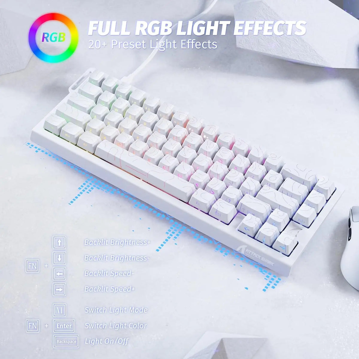 ATTACK SHARK X68 HE Rapid Trigger Mechanical Gaming Keyboard 60% Wired Hall Effect Keyboard with Adjustable Actuation, 8KHz Polling Rate & RGB Backlit