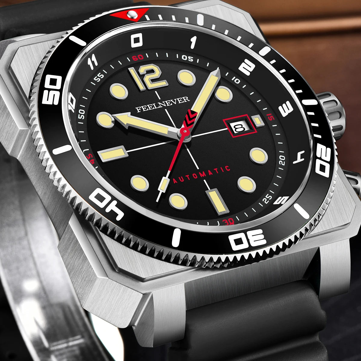FeelNever 8215 Movement Automatic Dive Watch for Men Super Luminous 316 Steel Wristwatch Sapphire Sports Mechanical Male Watches