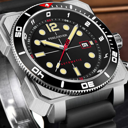 FeelNever 8215 Movement Automatic Dive Watch for Men Super Luminous 316 Steel Wristwatch Sapphire Sports Mechanical Male Watches