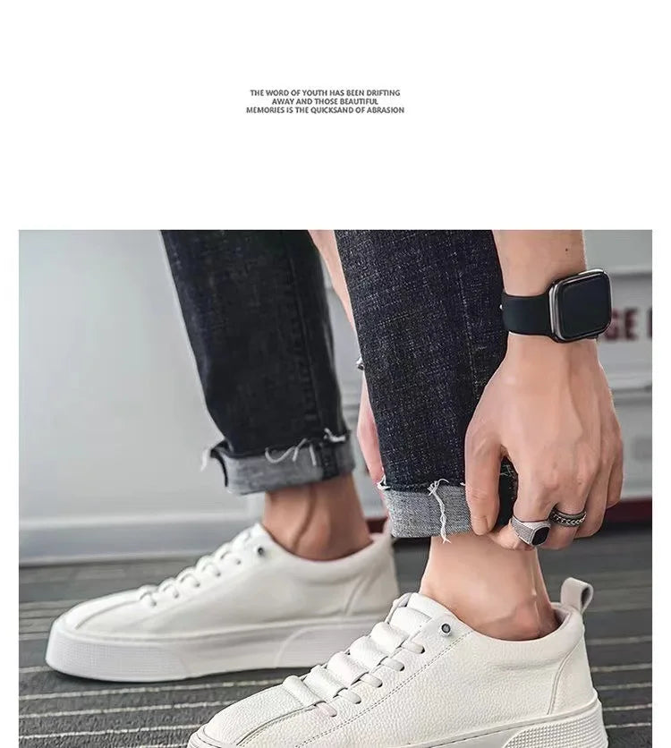Men Sneakers Casual Shoes Men Flats Zapatillas Hombre Lightweight PU Leather Breathable Shoe Mens White Sports Tenis Shoes