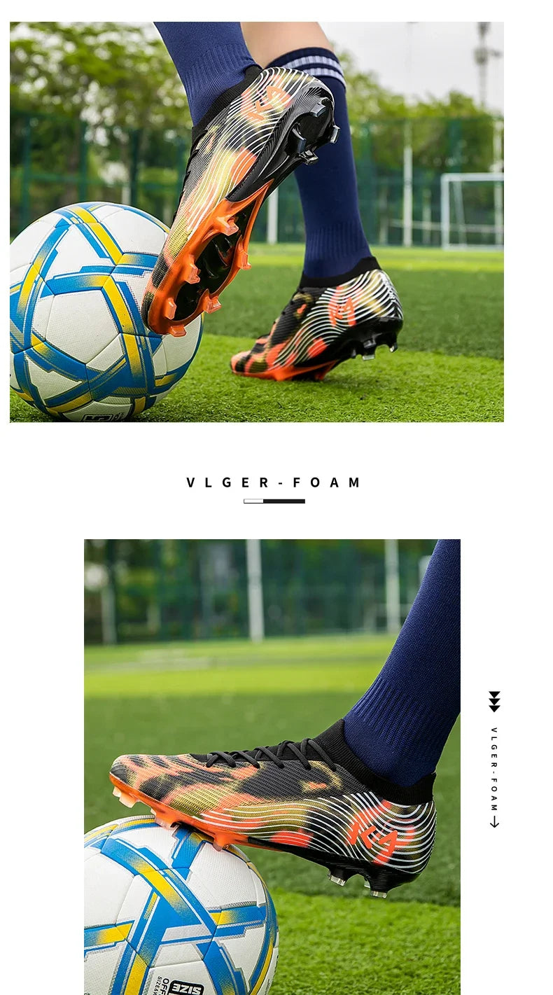 New Men Football Boots Outdoor Sneakers High-quality Grass Cleats Soccer Shoes Boys Match Hot-selling Non-Slip High-top Light
