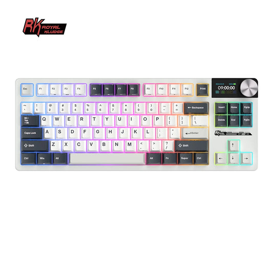 RK ROYAL KLUDGE S85 TFT Color Screent Mechanical Keyboard Tri Mode Wireless 85 Keycaps Hot-Swappable Gamer Keyboard RGB Backlit