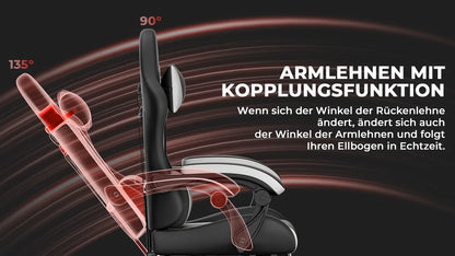 Comanlai Gaming Chair with Footrest Ergonomic High Back Gaming Chair, Adjustable Headrest & Lumbar Support, PU Leather Swivel Computer Gaming Chair for Office & Home