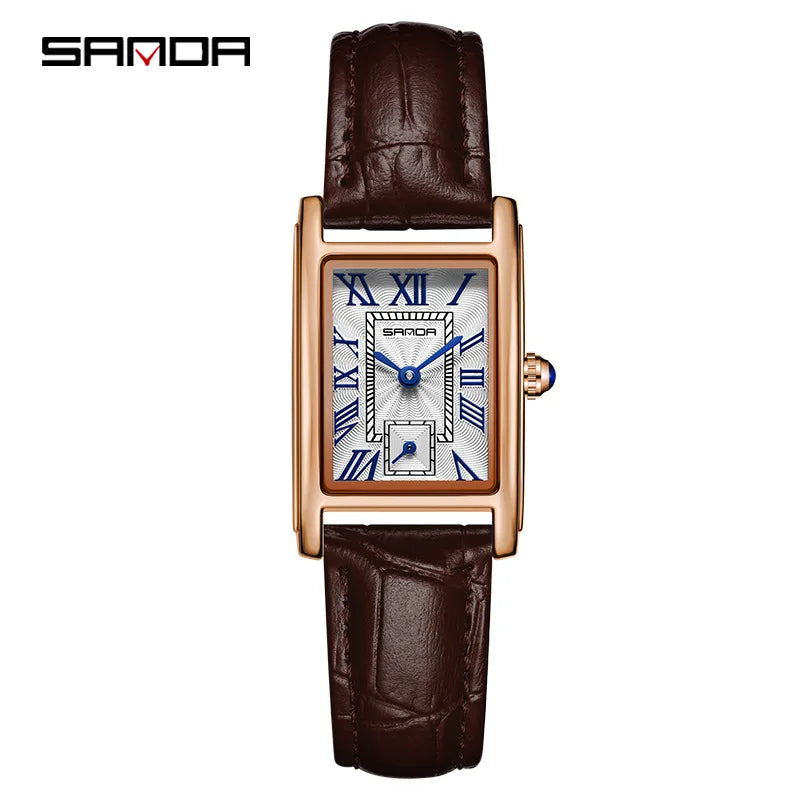 SANDA 1116 Women’s Elegant Quartz Watch  Rectangle Dial, Water Resistant & Business Design