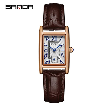 SANDA 1116 Women’s Elegant Quartz Watch  Rectangle Dial, Water Resistant & Business Design