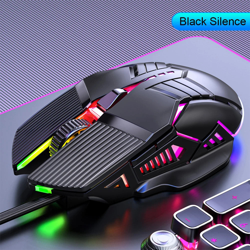 3200DPI Ergonomic Wired Gaming Mouse RGB Backlit USB Gaming Mouse with 6 Silent Buttons for PC Laptop