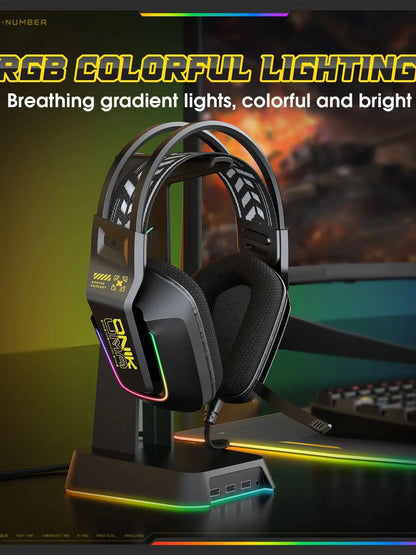ONIKUMA X13 Wired Gaming Headset with RGB Colorful Lighting Wired Headphones Over-Ear Headphones Lightweight RGB Light Earphone
