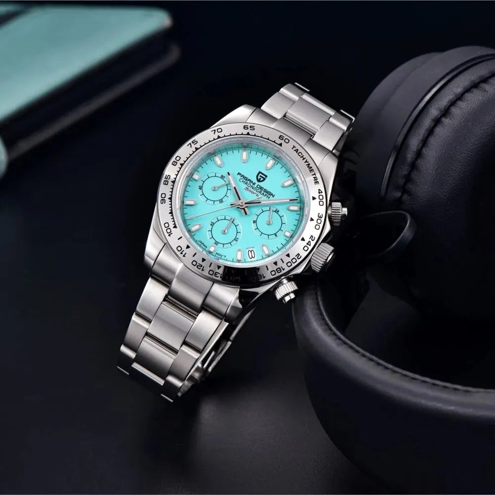 Pagani Design VK63 Fashion Men's Quartz Watch Luxury Sapphire Glass Timing Code Watch Stainless Steel Waterproof 10 Bar PD1727