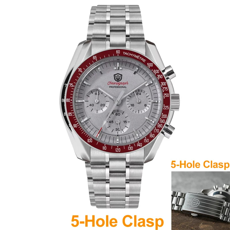 Watchdives WD1863 39mm VK63 Chronograph Watch Vintage Stainless Steel Sapphire OTF Clasp Waterproof Luminous Watches for Men