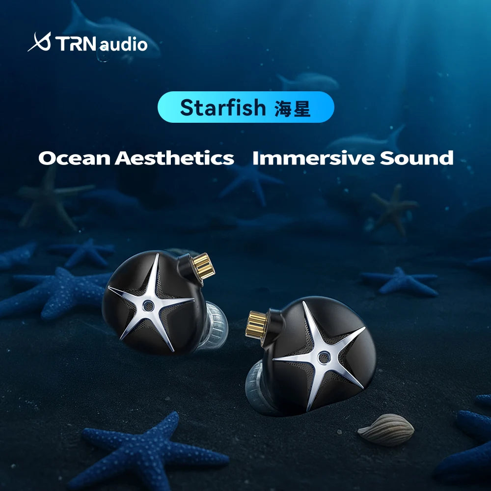 TRN Starfish HiFi Wired Earphones 12mm Dynamic Driver In-Ear Monitors with Beryllium Diaphragm, Detachable Cable Audiophile HiFi Headphones