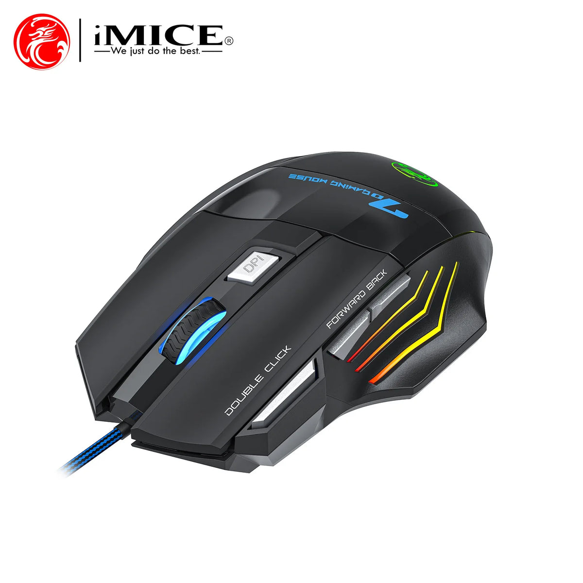 Mouse da gaming cablato USB a 4 tasti Generation, mouse da gaming ergonomico 2400DPI con retroilluminazione RGB e sensore ottico ad alta precisione
