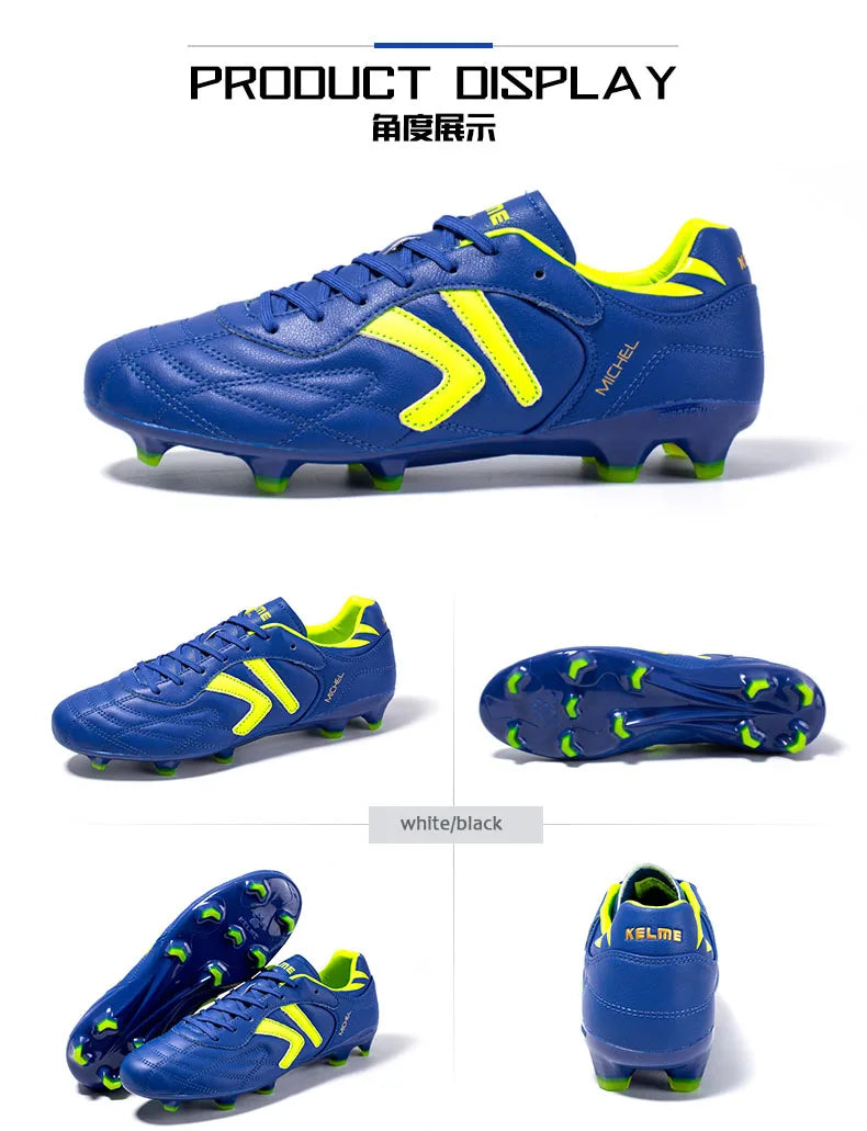 KELME FG Soccer Shoes Original Cow-Skin Sneakers Men Professional Grass Non-Slip Sports Training  Football Boots  ZX80011018