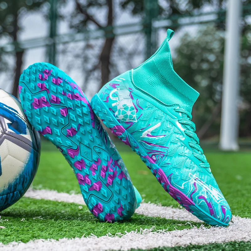 Pánské kotníkové fotbalové kopačky na umělý trávník, prodyšné protiskluzové tréninkové a zápasové tenisky pro venkovní sport, TF fotbalové boty