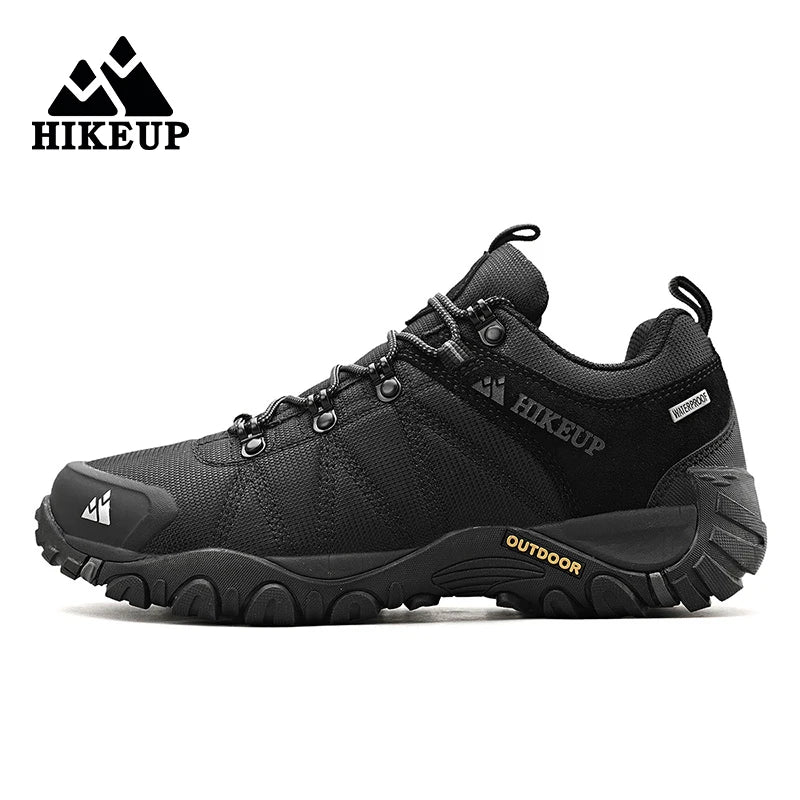 HIKEUP Celoroční pánské turistické boty pro outdoorové sporty z pravé kůže, odolné proti opotřebení, horolezecké boty s gumovou podrážkou, trekingové tenisky
