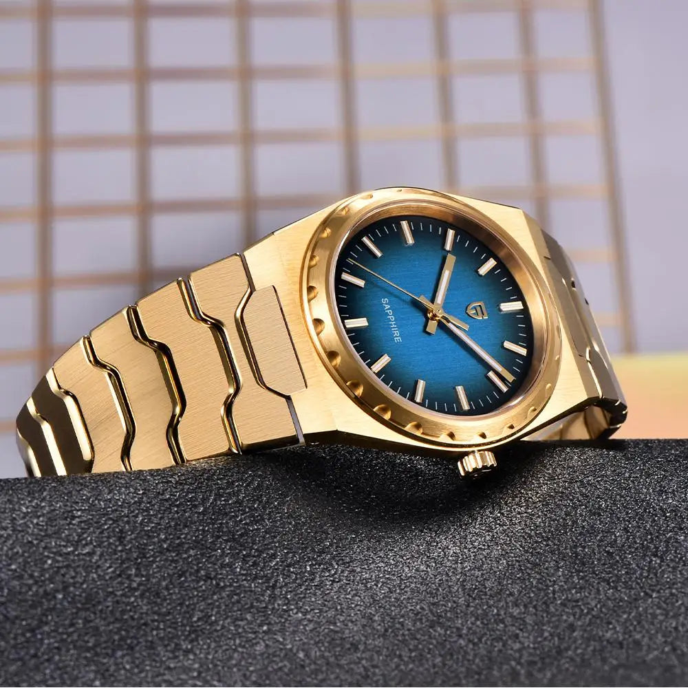 PAGANI DESIGN Men's Quartz Watches Ultra-Thin 7mm Series 37mm Sapphire Stainless Steel Waterproof Watches for Man TMI VJ21