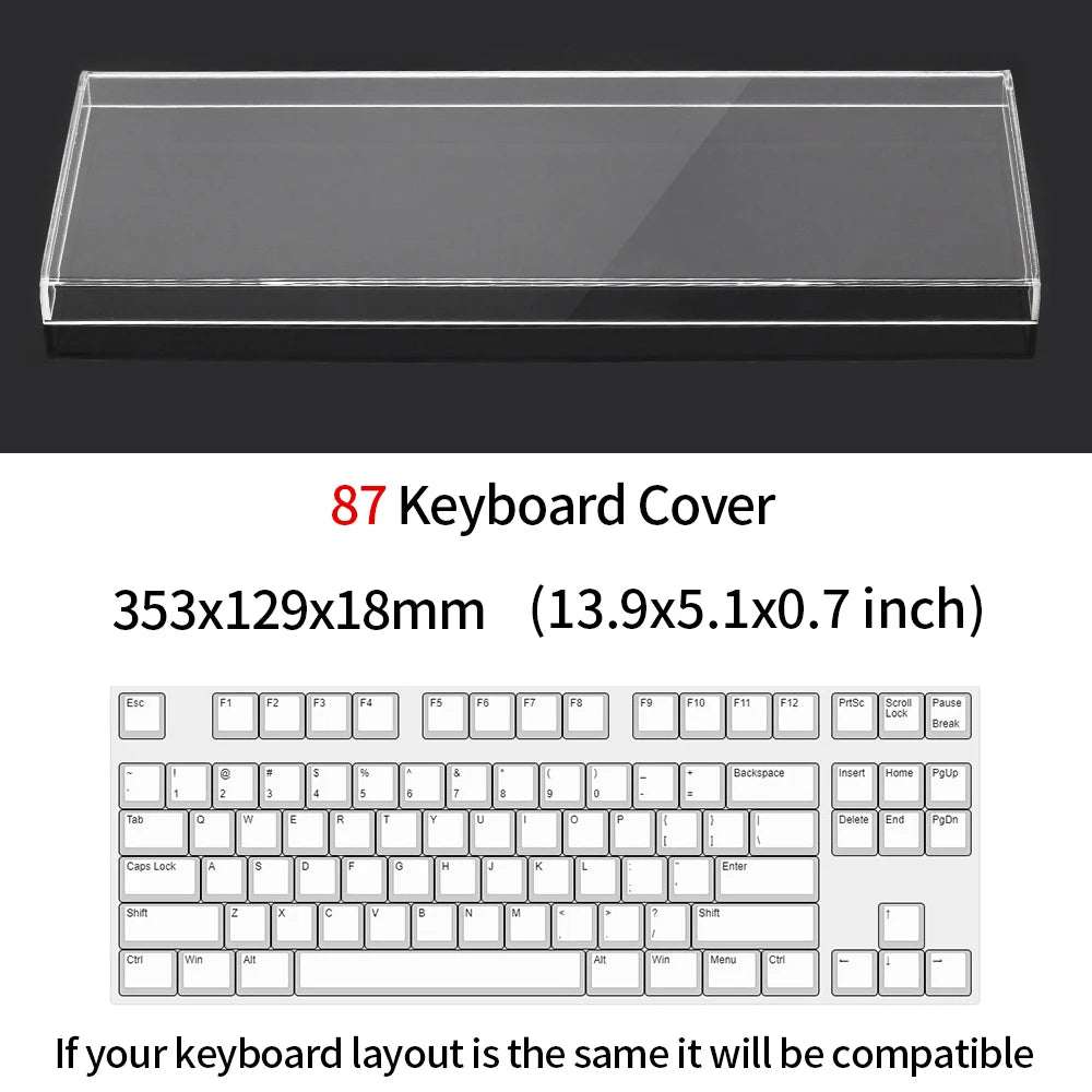 Acrylic Keyboard Clear Protector Case for Mechanical Keyboard, Transparent Keyboard Dust Cover for 60/61/64/96/98/104/108 Key Keyboards & Mouse