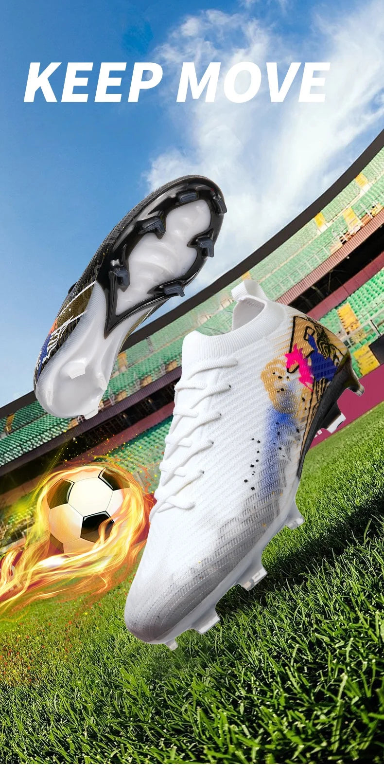 New Men Football Boots Cleats Training Shoes Soccer Shoes Non-Slip Match Ultralight Soccer FG Long Spikes Outdoor Drop Shipping