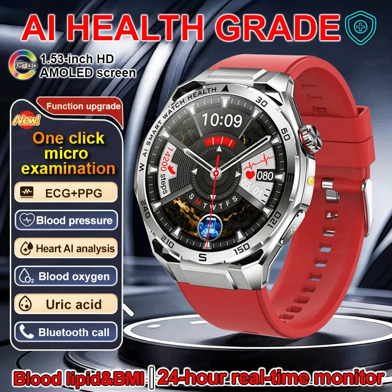 Smart Watch Men High-end Health Blood pressureblood oxygen lipids Uric acid Sapphire Smart watches Ai GPT Custom dial ECG 2026